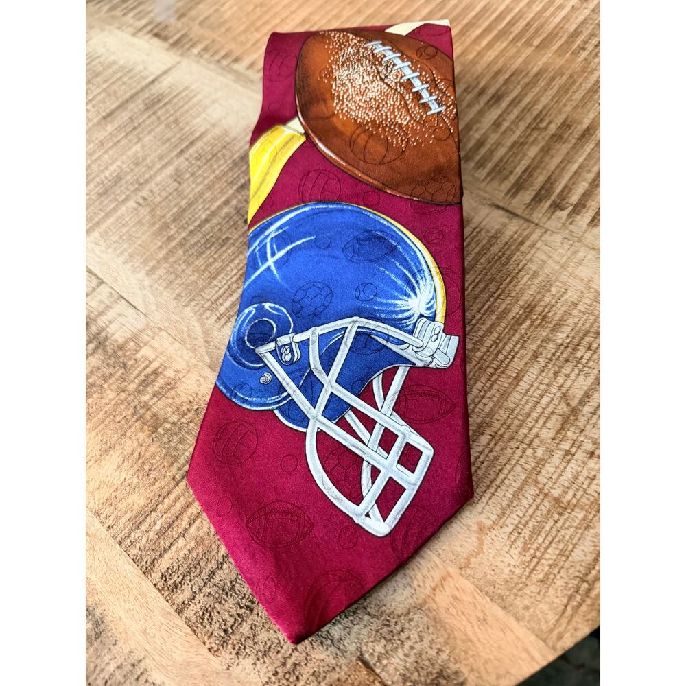 Tie Rack California Football Helmet Necktie Sports Red Blue Novelty